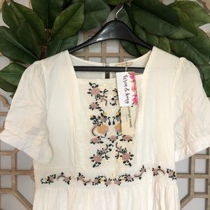 Floor length, embroidered Wren & Ivory Dress